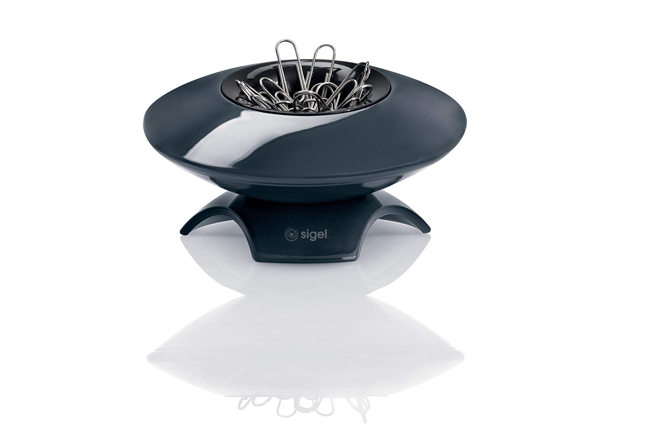 SIGEL SA161 Paper Clip Dispenser, Ø 9.5 x 5.5 cm, Dark Grey