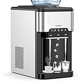 COSTWAY Countertop Water Dispenser with Ice Maker, 3-in-1 Portable Hot Cold Dispenser with 48LBS/24H Ice Machine, Child Safet