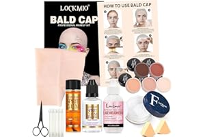 WOZUTUNT Bald Cap Halloween Makeup Kit for Men & Woman - Complete Bald Cap Set with Professional Halloween Costumes Spirit Gum Adhesive & Remover for Cosplay, SFX Makeup, Dress-Up Party, Stage, Theater & Film