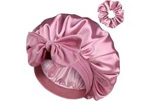 YANIBEST Double Layer Satin Silk Bonnet for Sleeping Hair Bonnet with Elastic Tie Band for Curly Hair Wig Caps