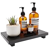 Renawe Black Bathroom Counter Tray Organizer Wood
