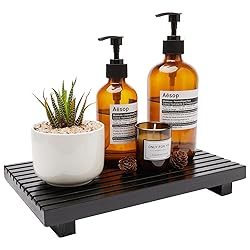 Renawe Black Bathroom Counter Tray Organizer Wood