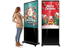 DIANDIAN 55 inch Digital Signage Kiosk Touchscreen 4K IPS LCD Screen Floor Standing Digital Kiosks Interactive Displays with WiFi HDMI/USB Input Auto AD Player, Android 11 System Advertising Media Player