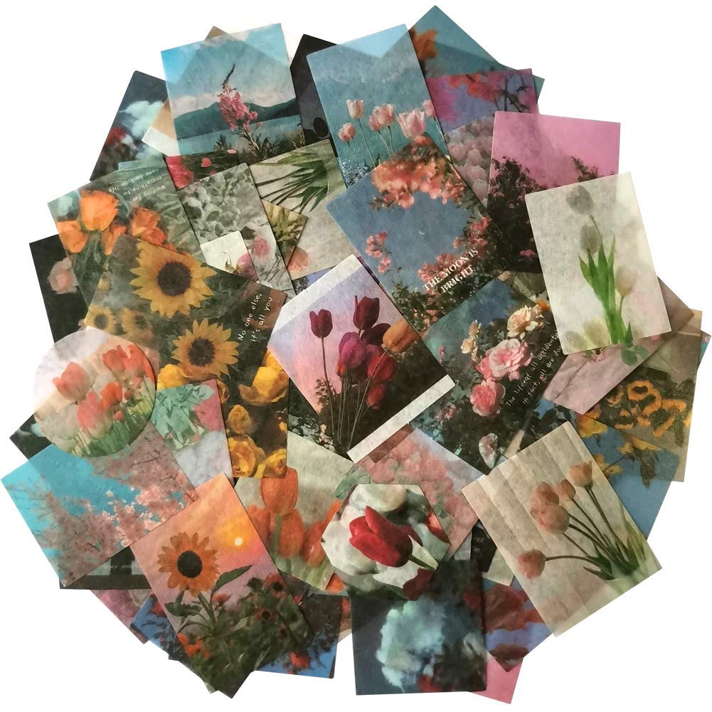 Kawaii Washi Paper Stickers Set (100 Pieces) Time Traveler Twilight Evening Scenery Decoration for Sealing Planner Calendar Bullet Daily Journals DIY Decor Photo Album Scrapbooking (A)