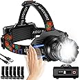 INECOKS Rechargeable Headlamp Super Bright, Motion Sensor LED Head Lamp with 9 Modes, Zoomable Super Bright Headlamp for Adults 90° Adjustable, IPX7 Waterproof High Power Headlamps for Fishing Camping