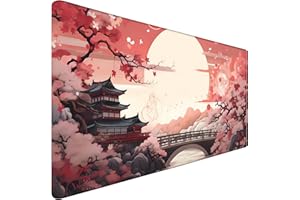 JOVLIO Japanese Large Gaming Mouse Pad with Stitched Edges, 31.5" x 15.7" Large Extended Computer Pad, Mouse Pad Protector with Non-Slip Waterproof Rubber Base for Laptop Office Accessories, Sunset