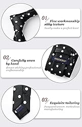 HISDERN Mens Ties Classic Black Tie and Pocket