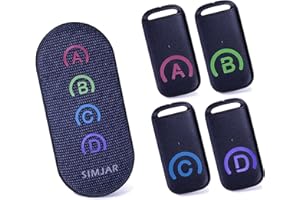 Key Finder with Thinner Receivers & Advanced Fabric Remote, SIMJAR 80dB+ RF Item Locator with 131ft Working Range, 1 RF Transmitter & 4 Receivers