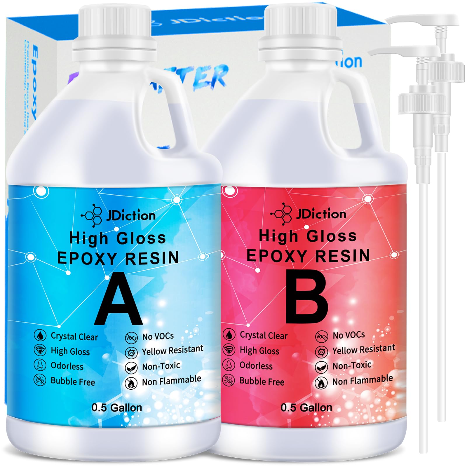 Photo 1 of JDiction Epoxy Resin Clear High Gloss Epoxy Resin, Maximum 1.5 Inch Deep Pour 1 Gallon Casting Resin for Jewelry Making, Table Top, Wood and Mold Crafts