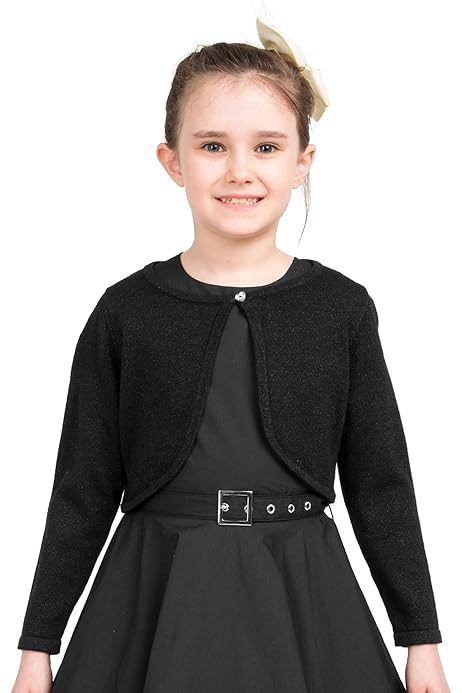 Girls White Shrug 2018 Butterfly Girls Long Sleeve Black Dresses