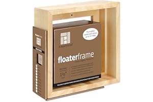 Ampersand Art Supply Floaterframe Readymade Frame for Flat and 1 1/2" Deep Wood Panel and Canvas Artwork, Paintings, Prints, and More, 6"x6", Maple Bold
