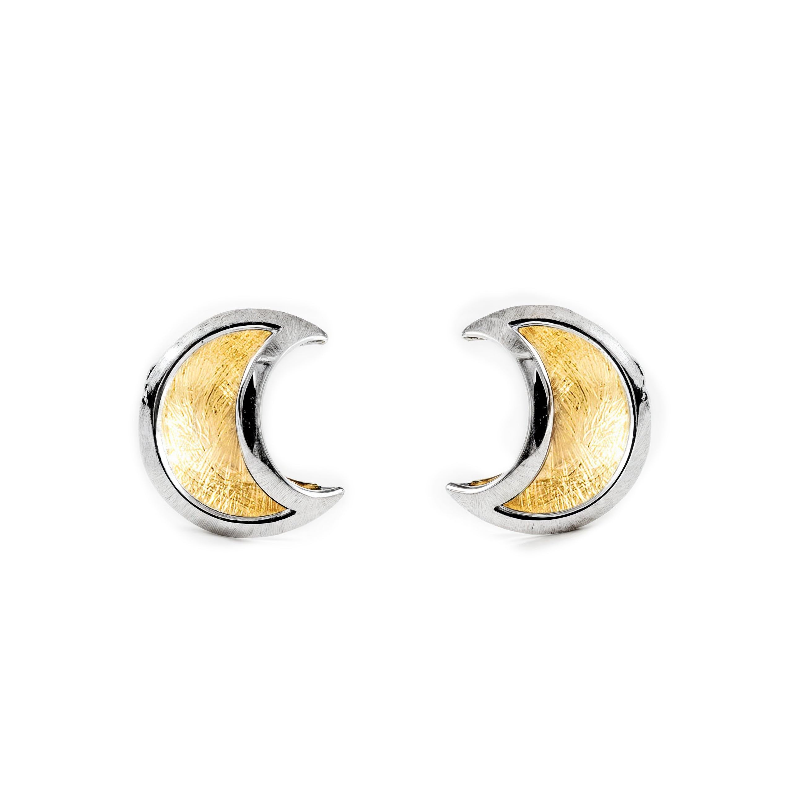 9ct 2 Colour Gold Moon Children's Earrings