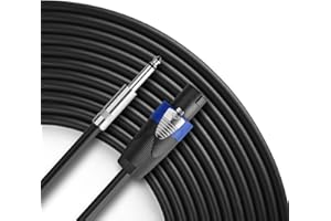 Yoico Pro 100 Feet 12AWG Patch Speaker Cords - 100ft Speakon to 1/4" Professional Speaker Cable 12 Gauge Wire - Heavy Duty 100' Speakon to 1/4 Inch Speaker Wire - Single
