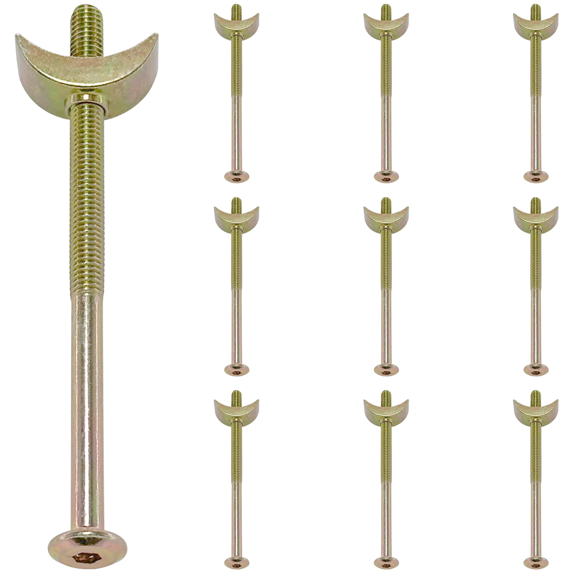 10 Sets of Furniture Connecting Bolts with Half Moon Luna Washers,M6 Furniture Connectors Fasteners (100mm) — image 1