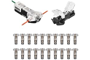 TOKCKYBL T Tap Wire Connectors - 20Pack Solderless 3 Way 1 Pin Low Voltage Quick Splice Connectors for 22-20 AWG Wires, Automotive, LED Strips, Audio/Video Installation