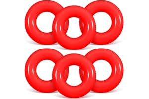 JellyArch 6 Pcs Inflatable Pool Floats 24 Inches Swim Tube Bulk Swimming Ring Pool Floaties for Beach Party Decorations Women and Men River Lake Summer Vacation Holiday (Red)