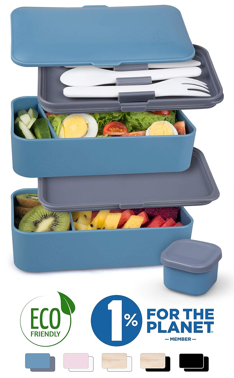 Umami® ⭐ Lunch Box Bento Box con 2 Compartimientos Herméticos Y 3