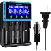 Keenstone 18650 Battery Charger, Smart Universal Charger LCD Display for Rechargeable Batteries Ni-MH Ni-Cd AA AAA Li-ion LiF