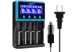 Keenstone 18650 Battery Charger, Smart Universal Charger LCD Display for Rechargeable Batteries Ni-MH Ni-Cd AA AAA Li-ion LiFePO4 IMR 10440 14500 16340 RCR123A 26650