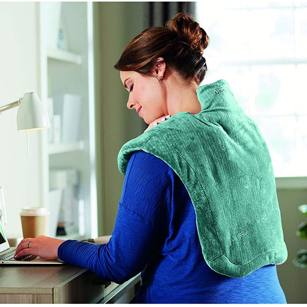 Sunbeam Heating & Massage Pad for Neck & Shoulder Pain Relief, XL Renue, 2 Heat & 2 Massage Settings with Auto-Shutoff, Jade, 25-Inch x 25-Inch