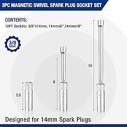 WORKPRO 3PC Magnetic Swivel Spark Plug Socket