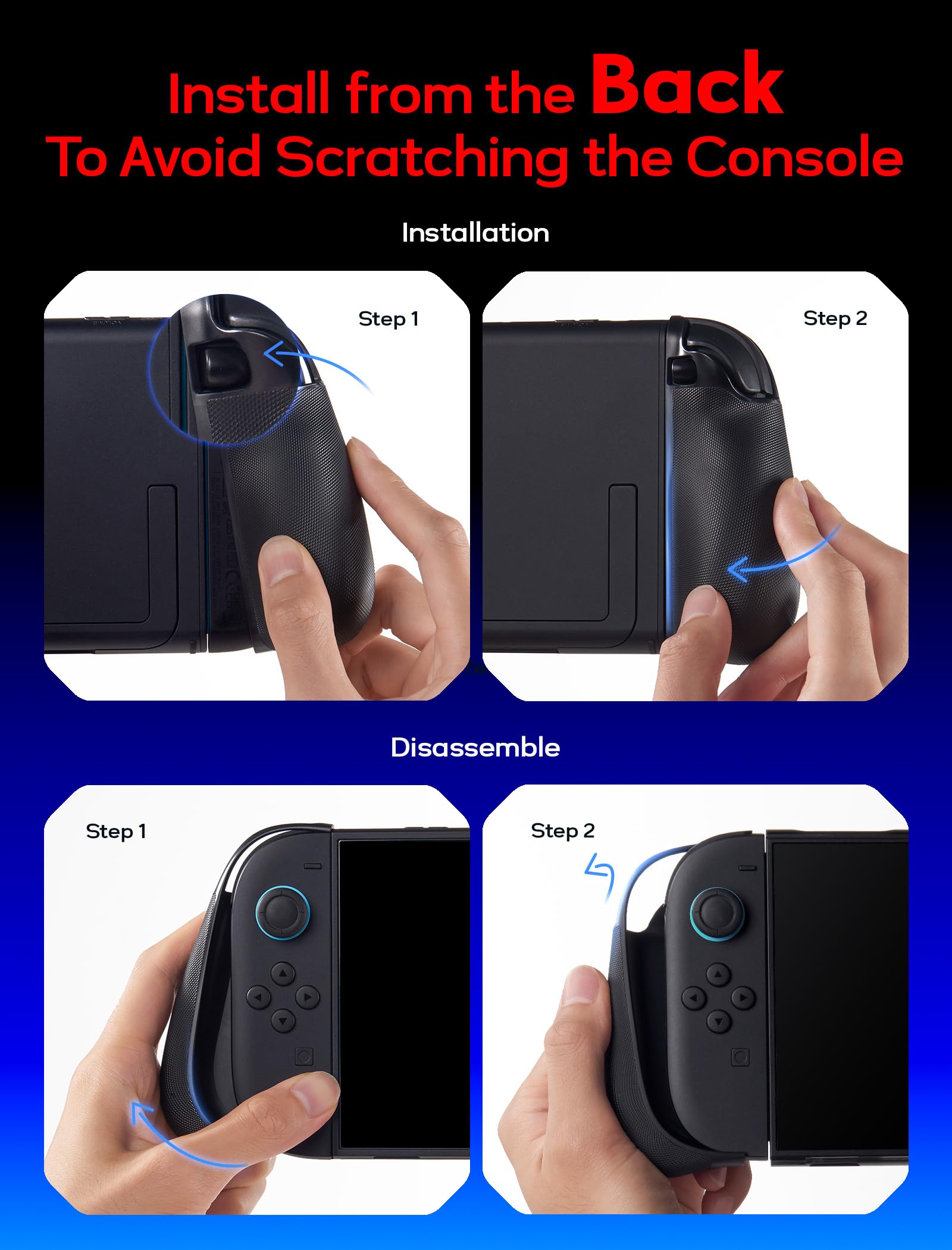 JSAUX Split-Schutzhülle für Switch 2, TPU-Mittelrahmen & PC-Frontabdeckung, Rutschfester Ergonomischer Griff, Platz für 10 Spielekarten, Unterstützt Standfunktion, Stoßfest & Kratzfest, PC0114 2