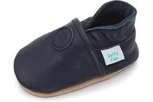 Dotty Fish Unisex Baby & Kids Soft Leather Barefoot Shoes – Boys & Girls Crib Shoes, Infant & Toddler, Non-Slip, Lightweight, Flexible, Elasticated Ankles, Podiatry Approved, British Brand– 0-5 Years