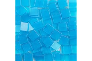 OAKBUD 100pcs/25g Pack of Mosaic Tile Supplies for DIY Crafts, Plates, Picture Frames, Flowerpots, Handmade Jewelry - 1x1 cm Square Resin Glass Decorative Tiles (Transparent Blue)