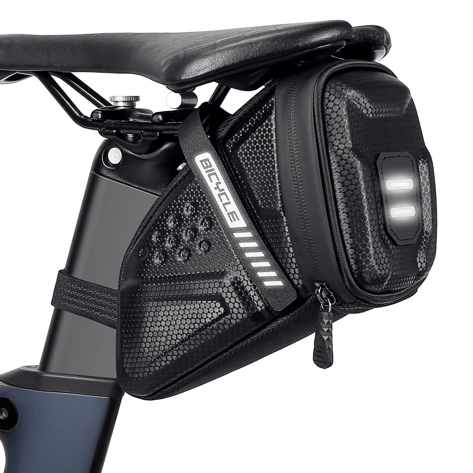 Faneam Waterproof Bicycle Saddle Bag Road Bike Saddle Bag with Reflective Strips Bicycle Accessories Storage Pouch for Mountain Bike Cycling (Black)