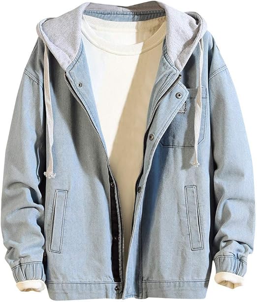 mens light wash distressed denim jacket