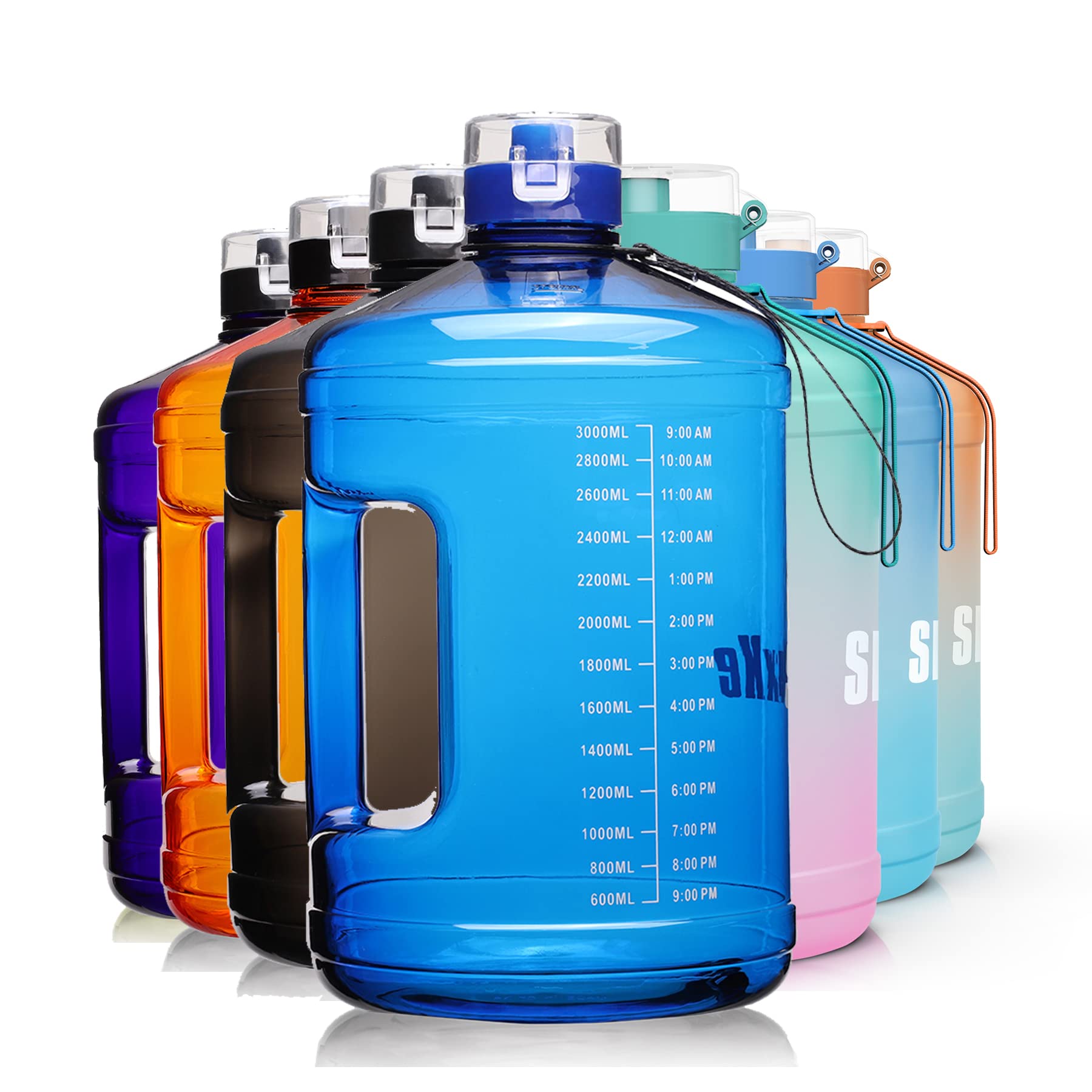 Photo 1 of SLUXKE 1 Gallon Water Bottle Portable Water Jug Fitness Sports Daily Water Bottle with Motivational Time Marker,Leak-Proof, Wide Mouth, BPA Free Water Bottles for Sports Gym Fitness Work