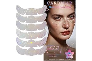 CARDIYAR Glitter Freckles, 24PCS Glitter Freckles Face Tattoo, Sparkle Freckles for Women, Waterproof Gold Temporary Face Tattoos Glitter Glow Up Patches Makeup Patches (Holographic 6pcs)