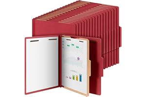 Skyygemm 48 Pcs Classification Folders Letter Size, 1 Divider Pressboard File Folder with Fasteners, Expanding File Organizer Bulk for Teachers, Clergy, Office, Church, Christmas Donations (Red)