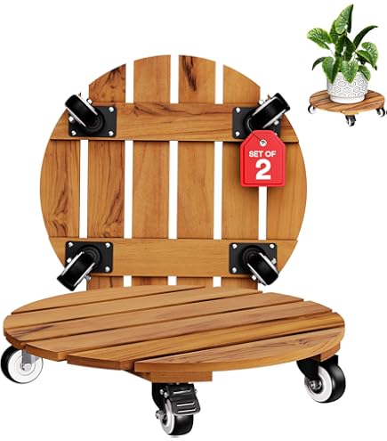 Amazon.com: ZXZYHFTY Round Original Wooden Plant Stand with Wheels