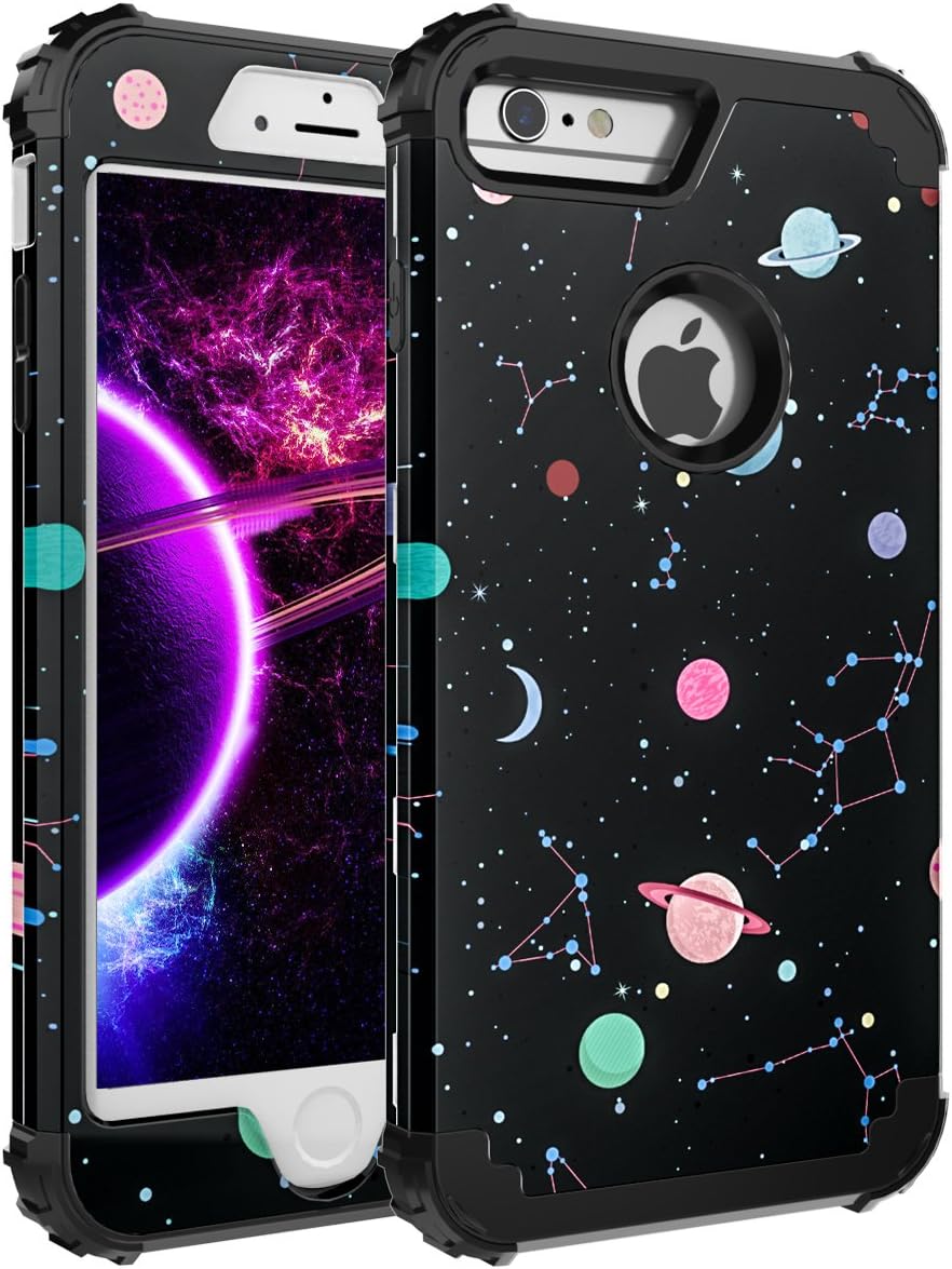 FOOXII Case for iPhone 6,Case for iPhone 6s [Heavy Duty Shockproof] Silicone + PC Three Layer Hybrid Case High Impact Resistant Protective Cover,Space Black