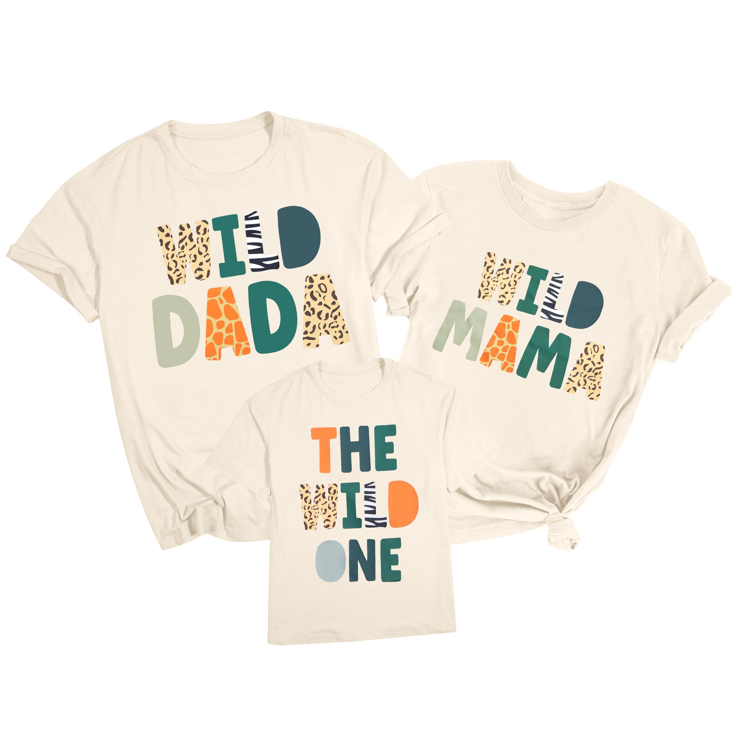 Photo 1 of Family Trips Matching Shirts : Wild One Print Tee Safari Animal Theme Parent-Child Outfit