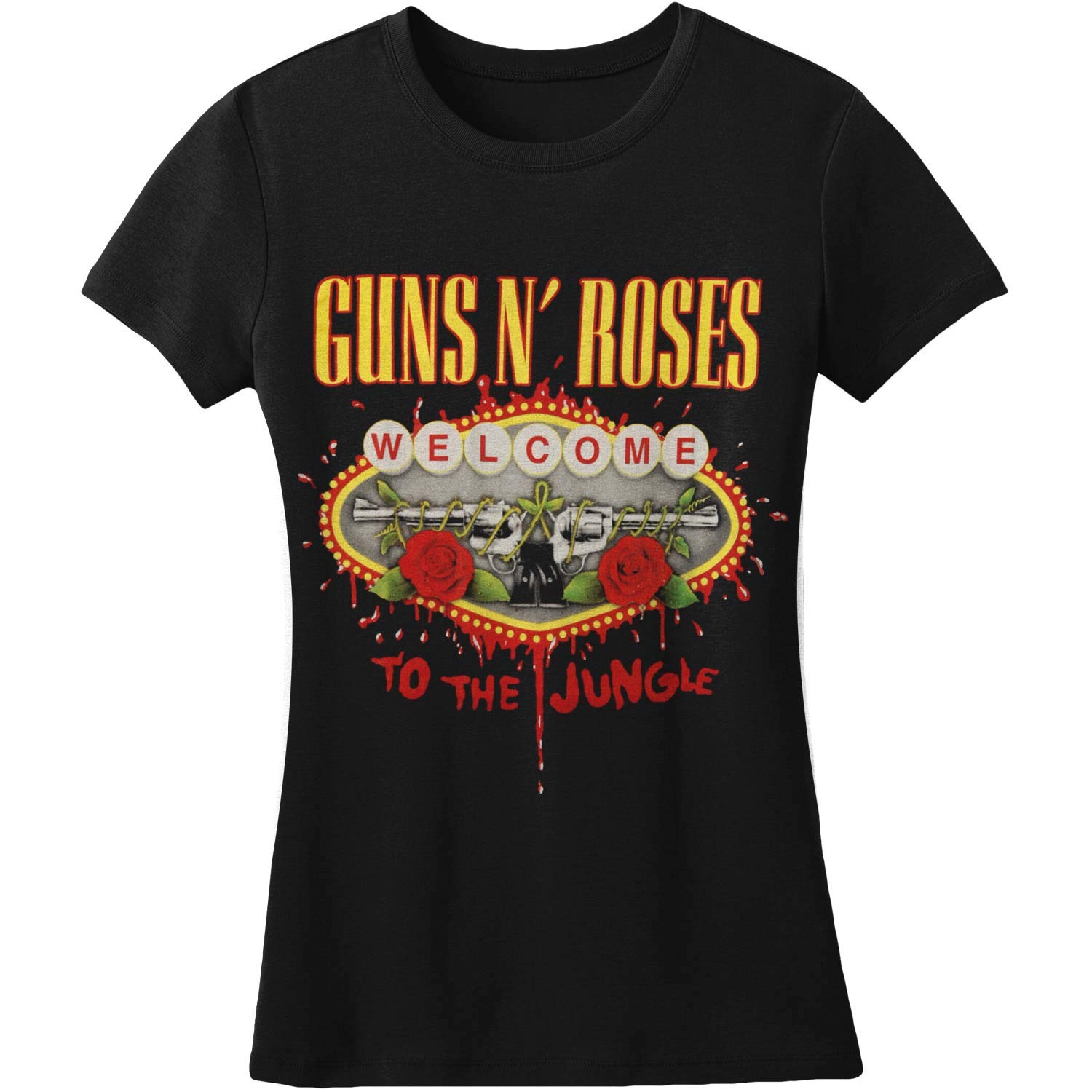 Guns & Roses Women's Guns N' Roses Welcome to the Jungle T-Shirt, Black (Black Black), 12