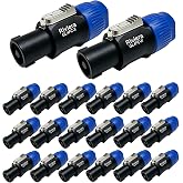 Professional SpeakOn Connectors 4 Pole Plug Twist Lock Compatible with Neutrik Speakon NA4LJ, NA4LJX, NL4MP, NL4MPR, NL4FC, NL4FX, NL4 Series, Speakon Connector 20 Pack