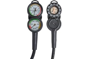 SEAC Sub Console 3 Pressure Depth Gauge and Compass, Red, One Size (0600012005000A)