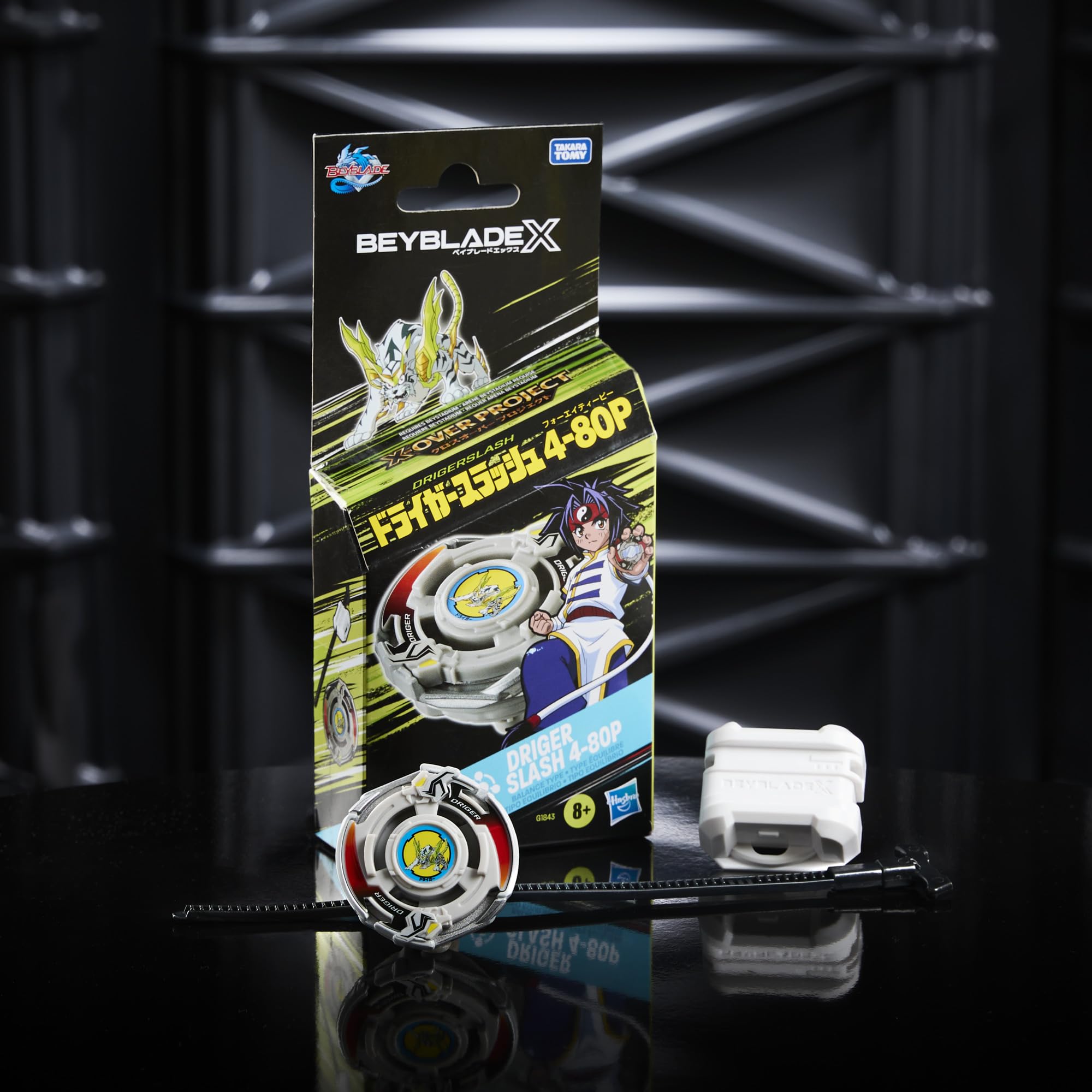 Beyblade X X-Over Project Driger Slash 4-80P Starter Pack Set with Takara Tomy Balance Type Top and Launcher, Battling Tops Game Toys, Ages 8+