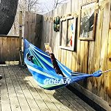 GOCAN Brazilian Double Hammock 221x165 cm 330 cm Total 500 lb Blue/Green view 2