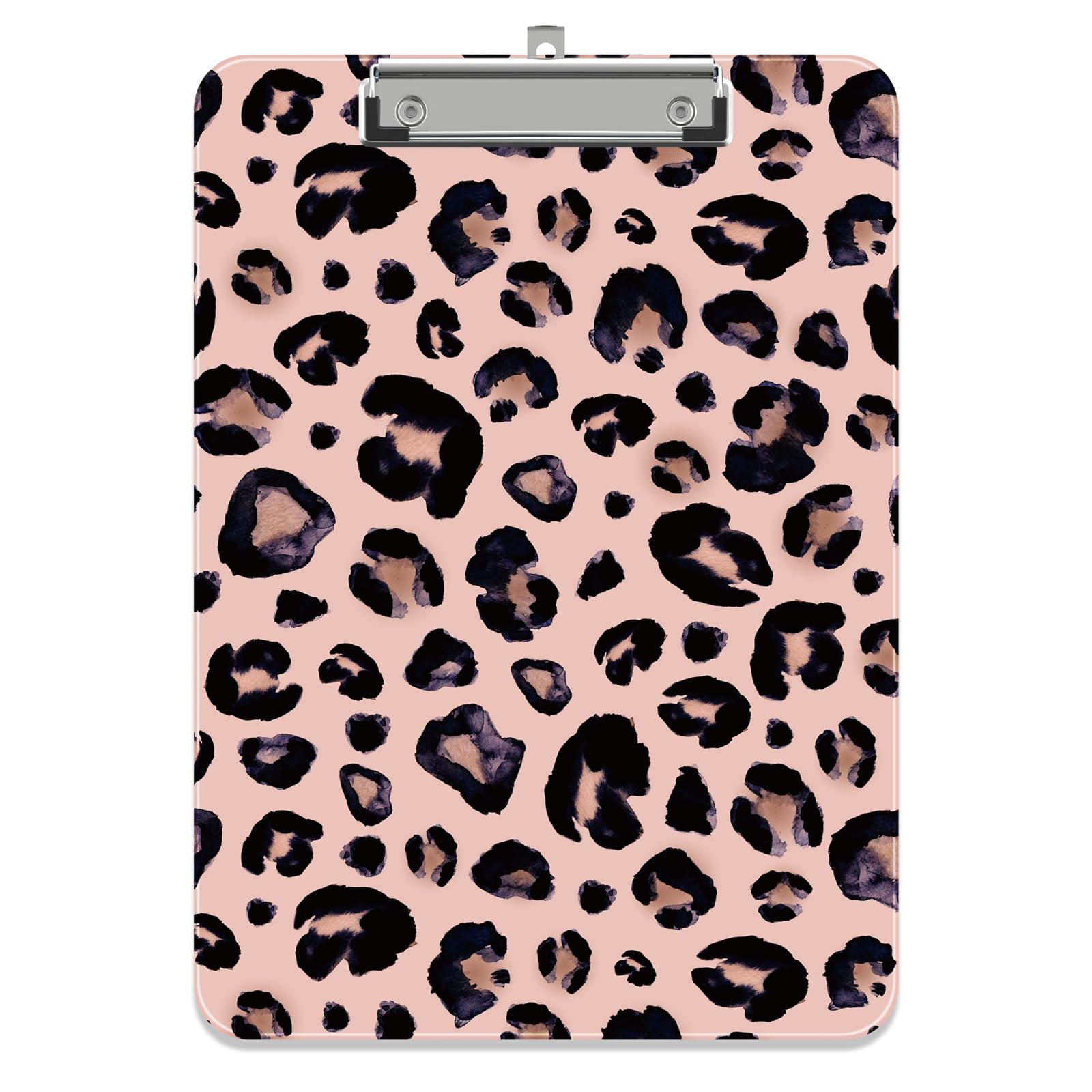 Piasoenc Plastic Clipboard, Cute Decorative Clip Board, 9 x 12.5 in, A4 Standard Office Clip Boards for Nurses, Students, Office, Leopard