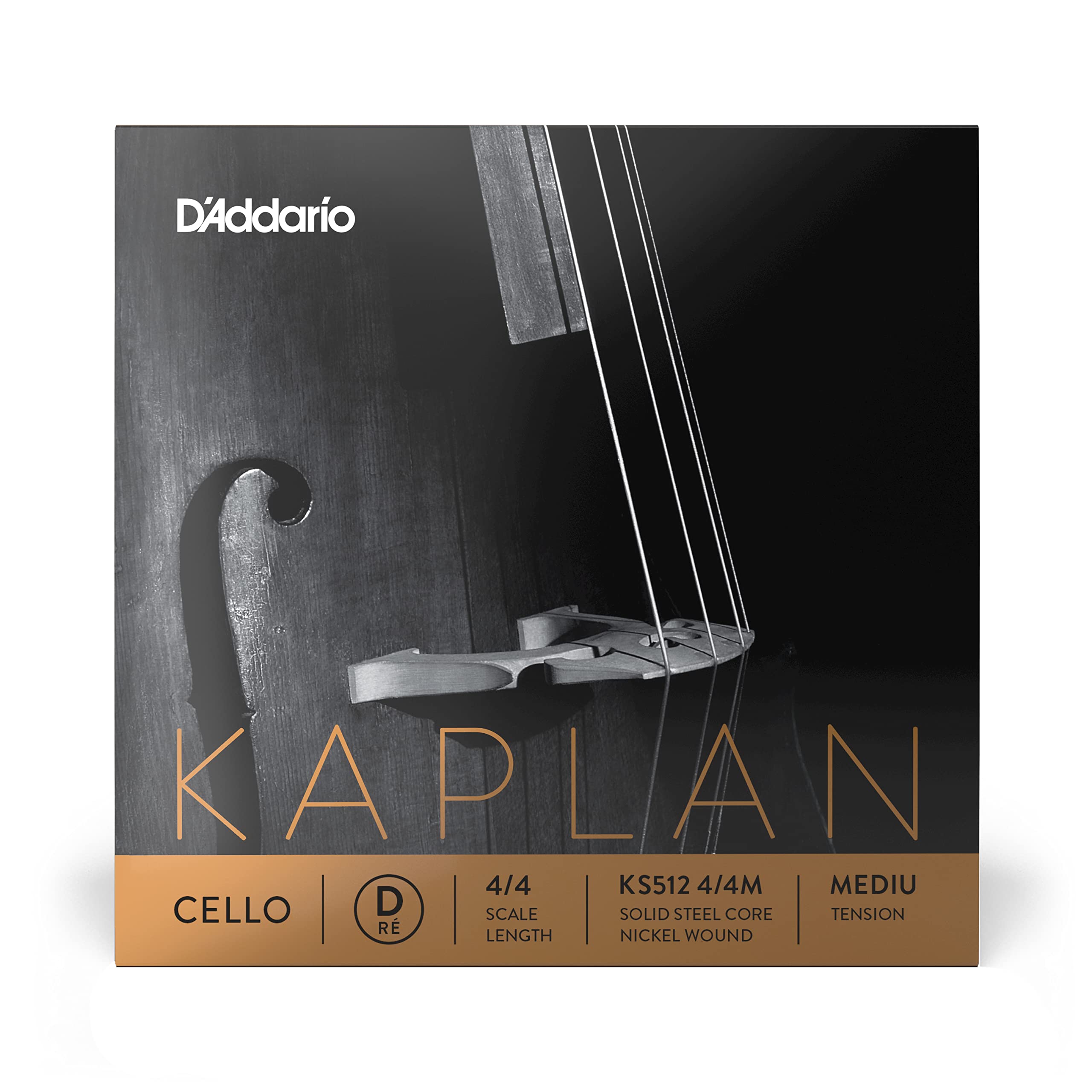 D'Addario Kaplan Cello String - Single D String - KS512 4/4M - Cello Strings - 4/4 Scale, Medium Tension