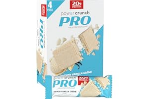 Power Crunch PRO Protein Wafer Bars, High Protein Snacks with Delicious Taste, French Vanilla, 2.0 Ounce (4 Count)