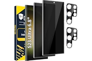 Arshek [2+2 Pack] Galaxy S23 Ultra Privacy Screen Protector, 9H Tempered Glass, Ultrasonic Fingerprint Support, 3D Curved, HD Clear Anti-Spy Film for Samsung S23 Ultra 5G Glass Screen Protector