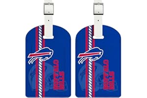 AYYQHC 2 Pack Leather Football Sport Fan Luggage Tag for Suitcase，Red Blue Design Travel Suitcase Tag with Privacy Flap Address Labels