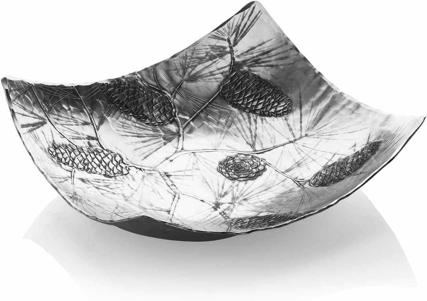 Evergreen Design Square Sonoma Bowl, Beautiful Winter Décor, Handmade in the USA by Wendell August Forge