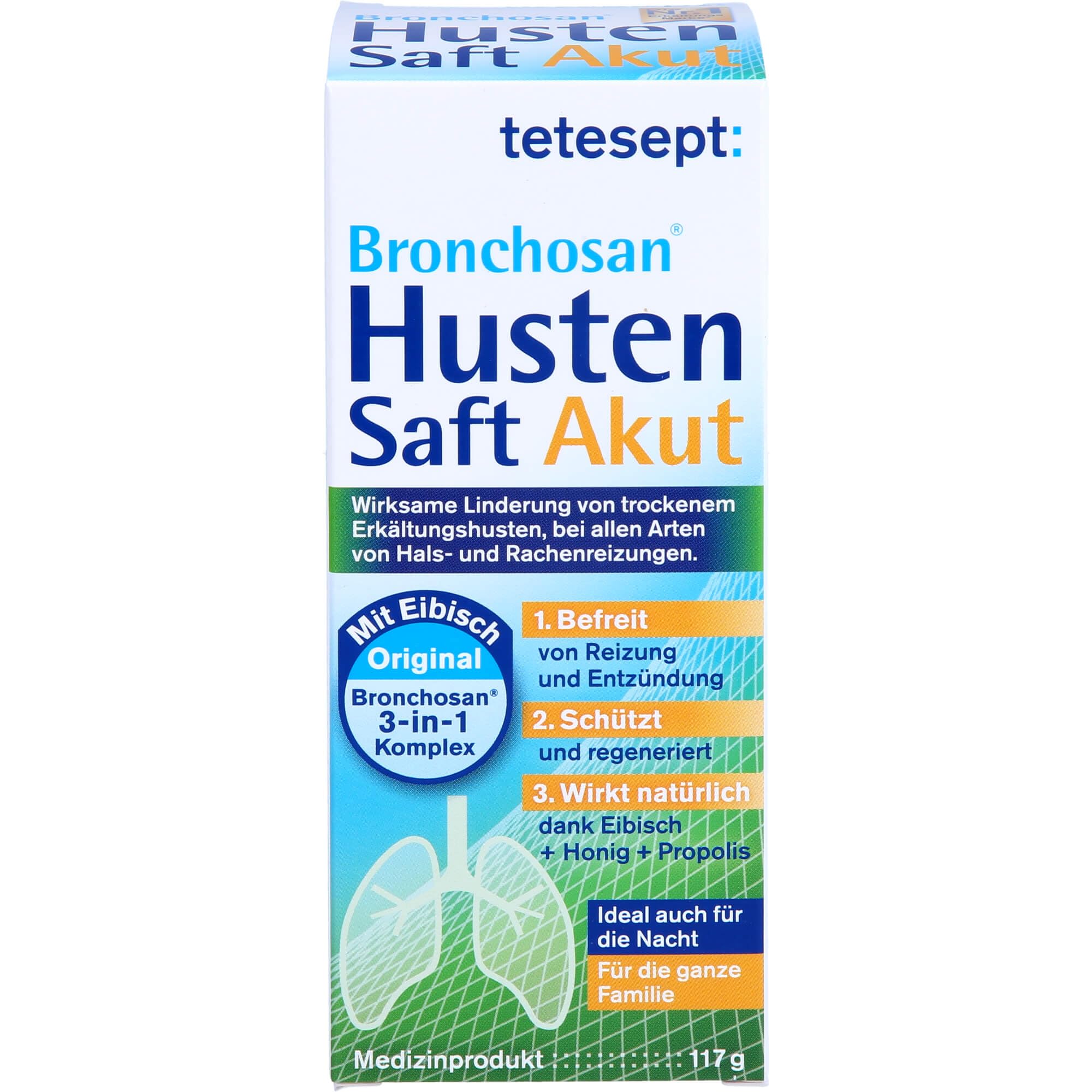 tetesept Bronchosan Cough Acute Juice - 1 x 117g - Cold Remedy for Dry Cold Cough - Soothing and Soothing