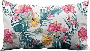 Yeuss Pillow Cover Hawaiian Style Spring and Summer Tropical, Palm Leaves, Jungle Leaves, Hibiscus Hidden Zipper Home Decorative Rectangle Throw Pillow Cover Cushion Case Boudoir 12
