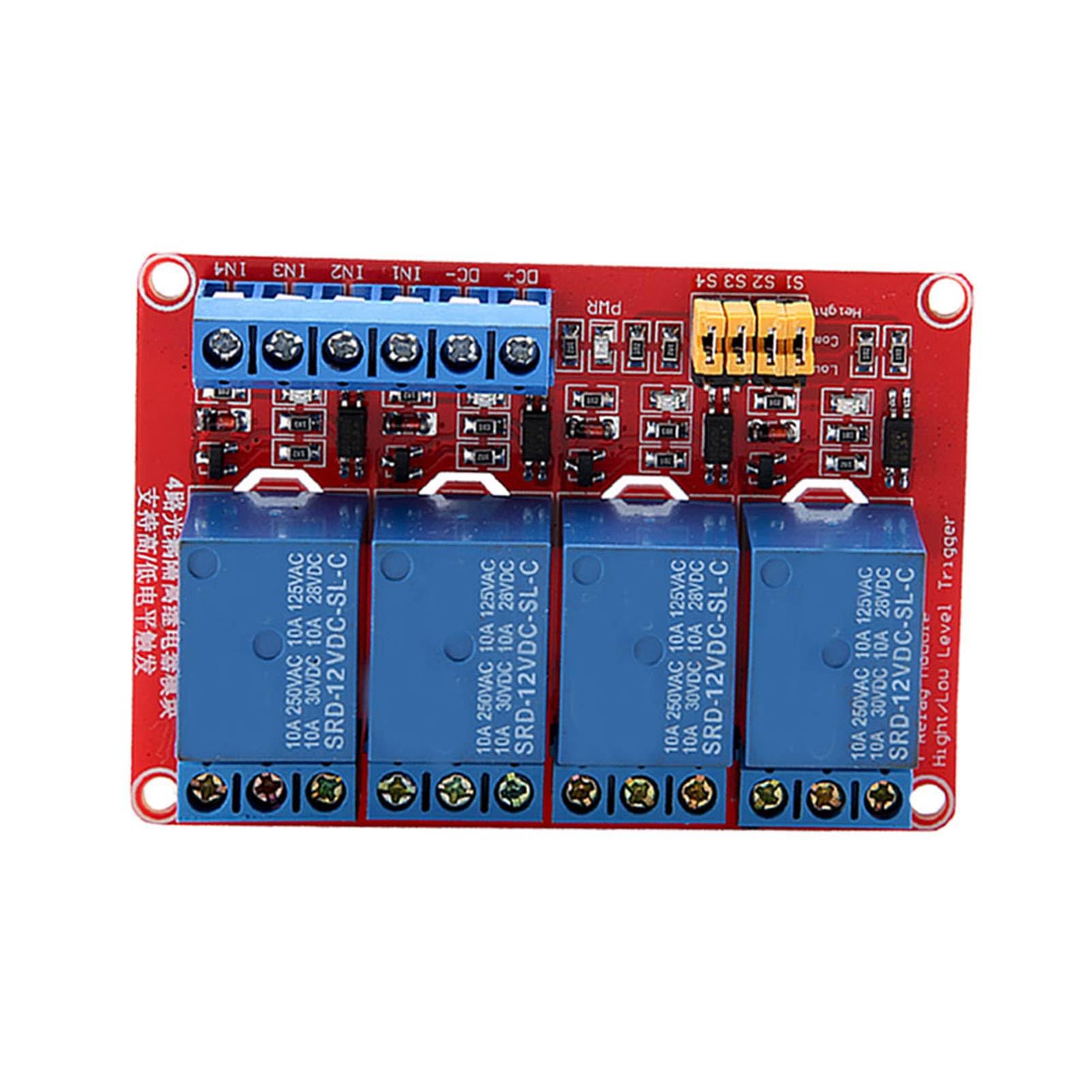 LED Indicator Optocoupler Relay High Low Trigger Expansion Board 5V/12V/24V 4 channel Strong Driving Ability Industrial Electrical for Arduino(12V)